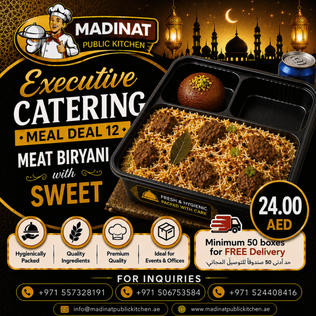 Executive Catering Meal Deal 12 - Meat Biryani with sweet | AED 24.00