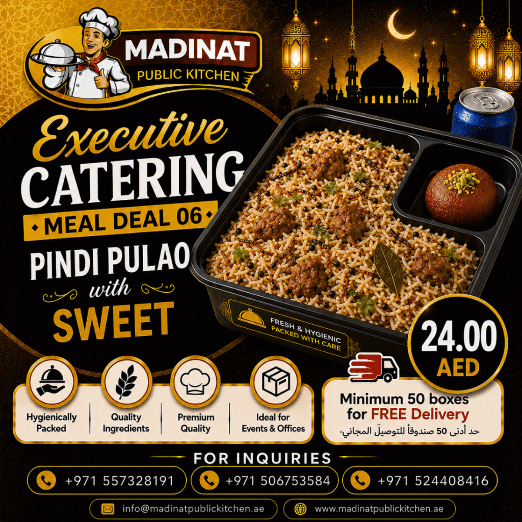 Executive Catering Meal Deal 06 - Pindi Pulao with sweet | AED 24.00