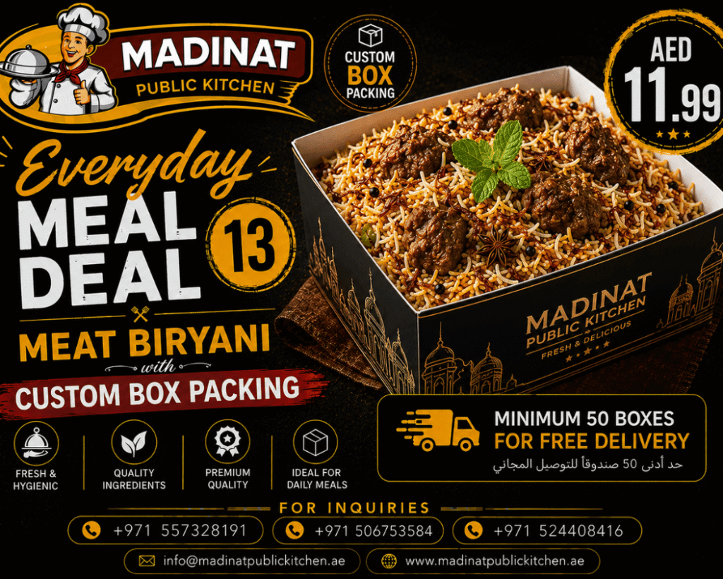 Everyday Meal Deal 13 - Meat Biryani with custom box packing | AED 11.99