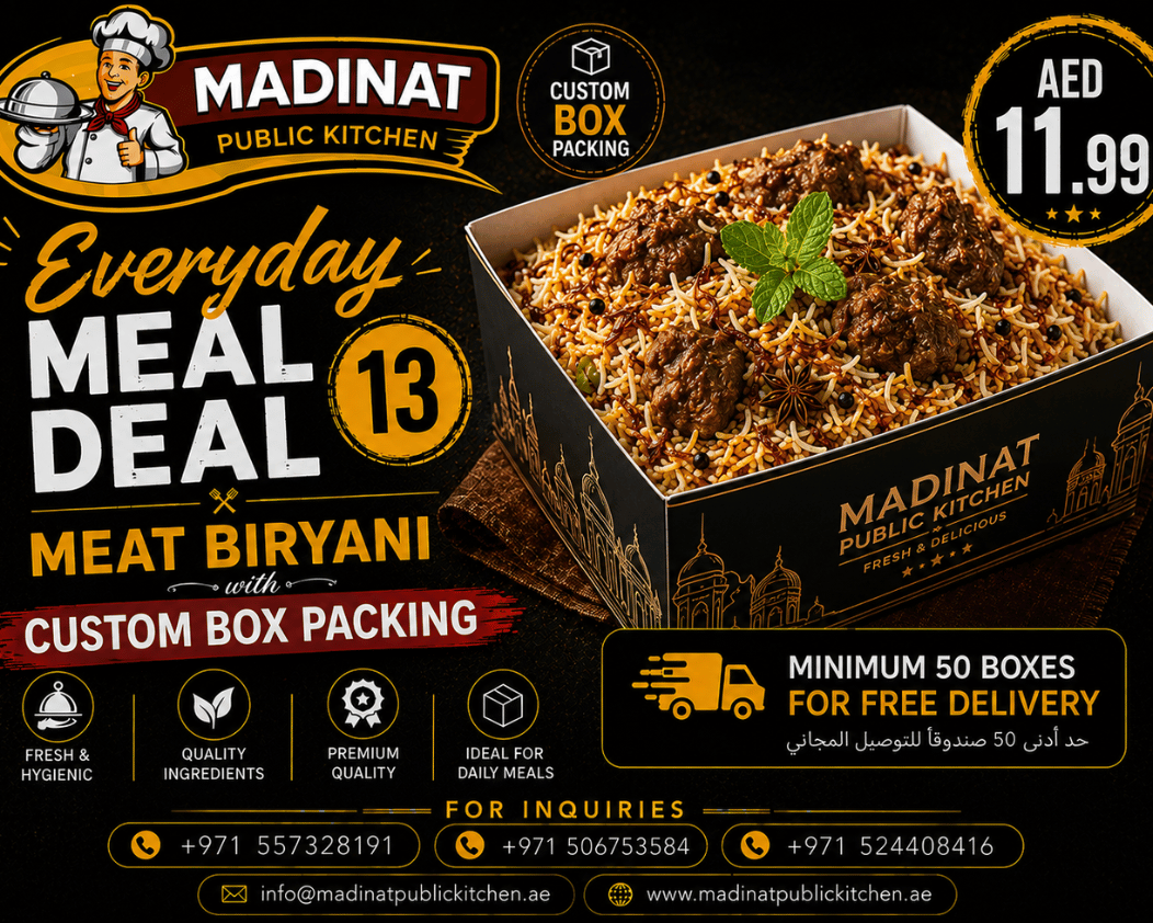 Everyday Meal Deal 13 - Meat Biryani with custom box packing | AED 11.99