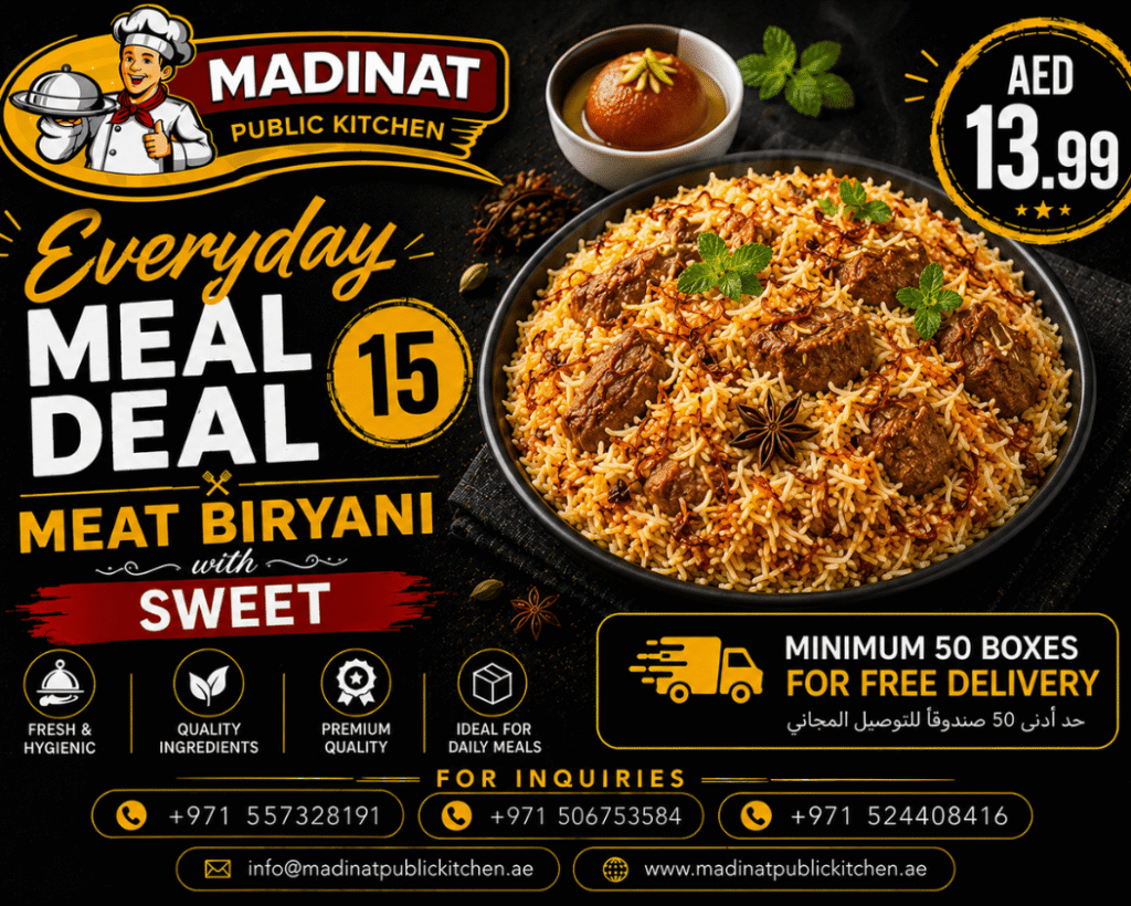 Everyday Meal Deal 15 - Meat Biryani with sweet | AED 13.99