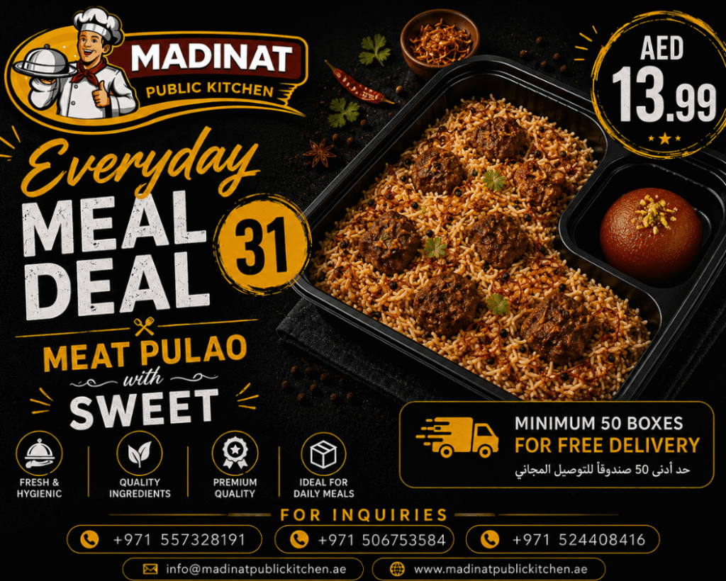 Everyday Meal Deal 31 - Meat Pulao with sweet | AED 13.99